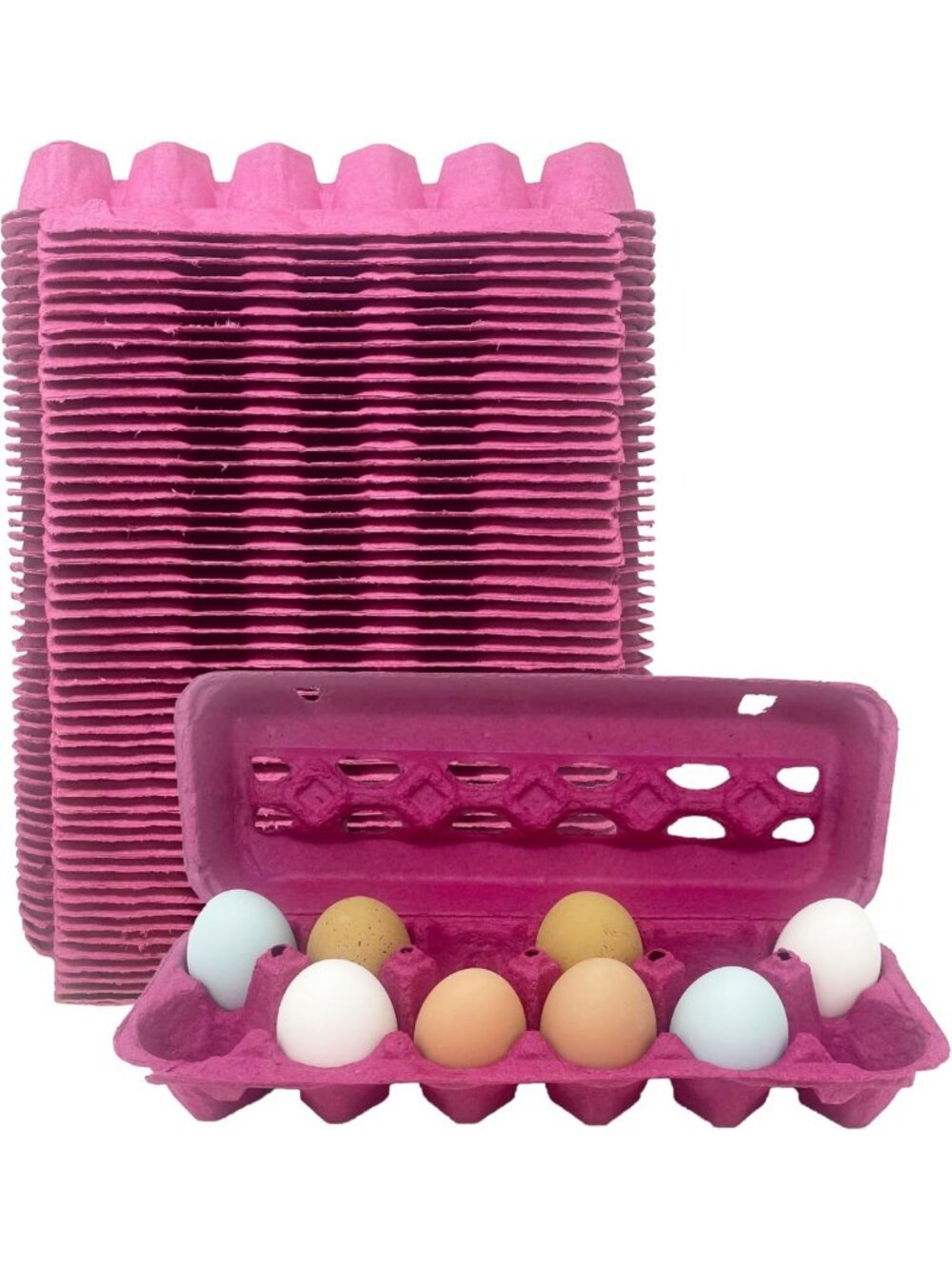 Eco-Friendly Pink Egg Cartons - 50 Pack, Recyclable Paper Pulp for Fresh Eggs